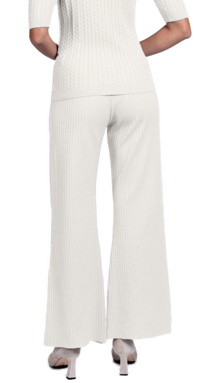 Camilla Rib-Knit Wide Leg Pants; Winter White