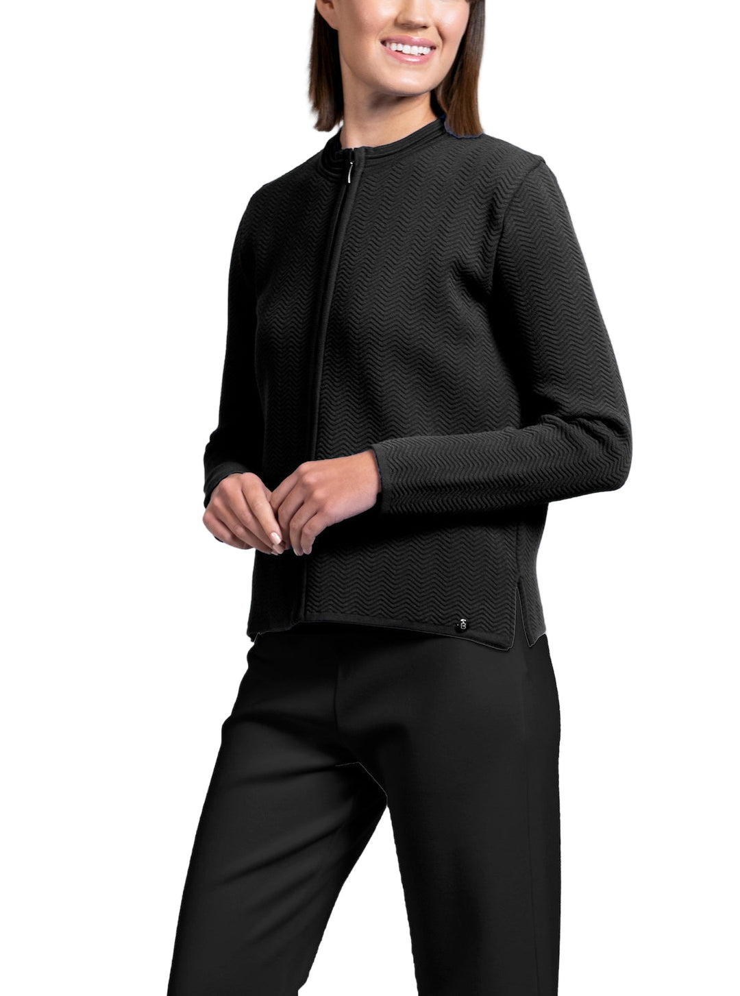 Sheila Wave-Knit Jacket ; Black