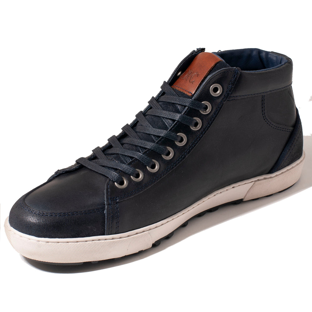 Parc City Boot Co. Gage navy leather sneaker, rear view