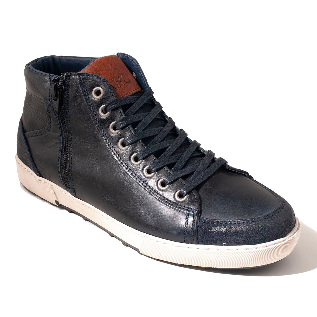 Parc City Boot Co. Gage navy leather sneaker, front view