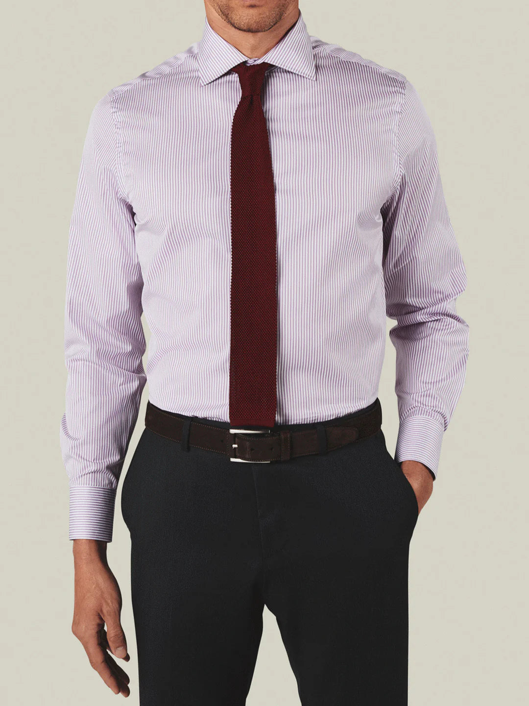 Reynolds Twill Bengal Dress Shirt - Purple