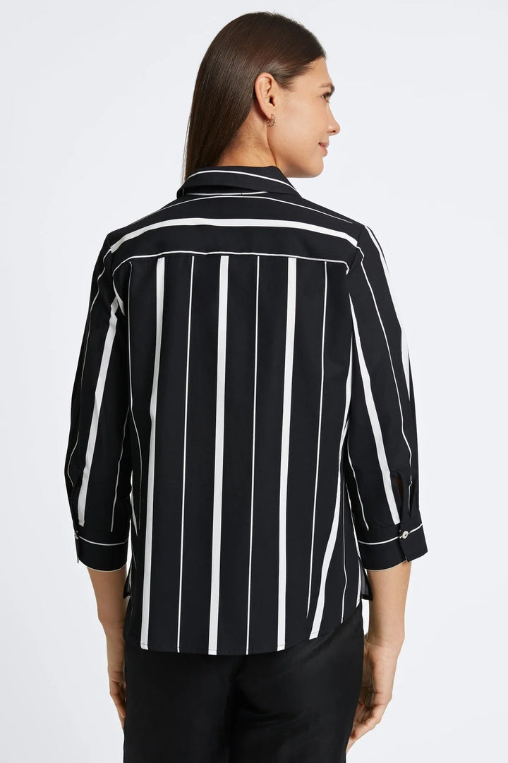 Paityn No Iron Black & White Stripe Shirt