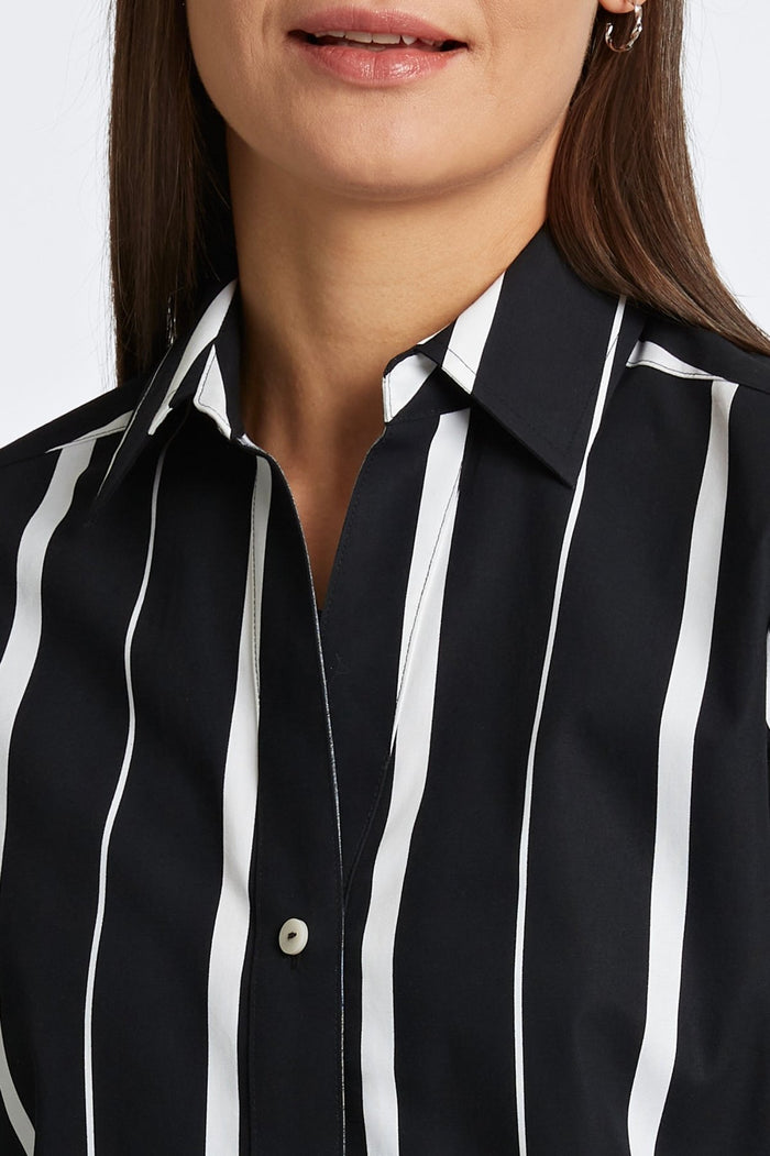 Paityn No Iron Black & White Stripe Shirt