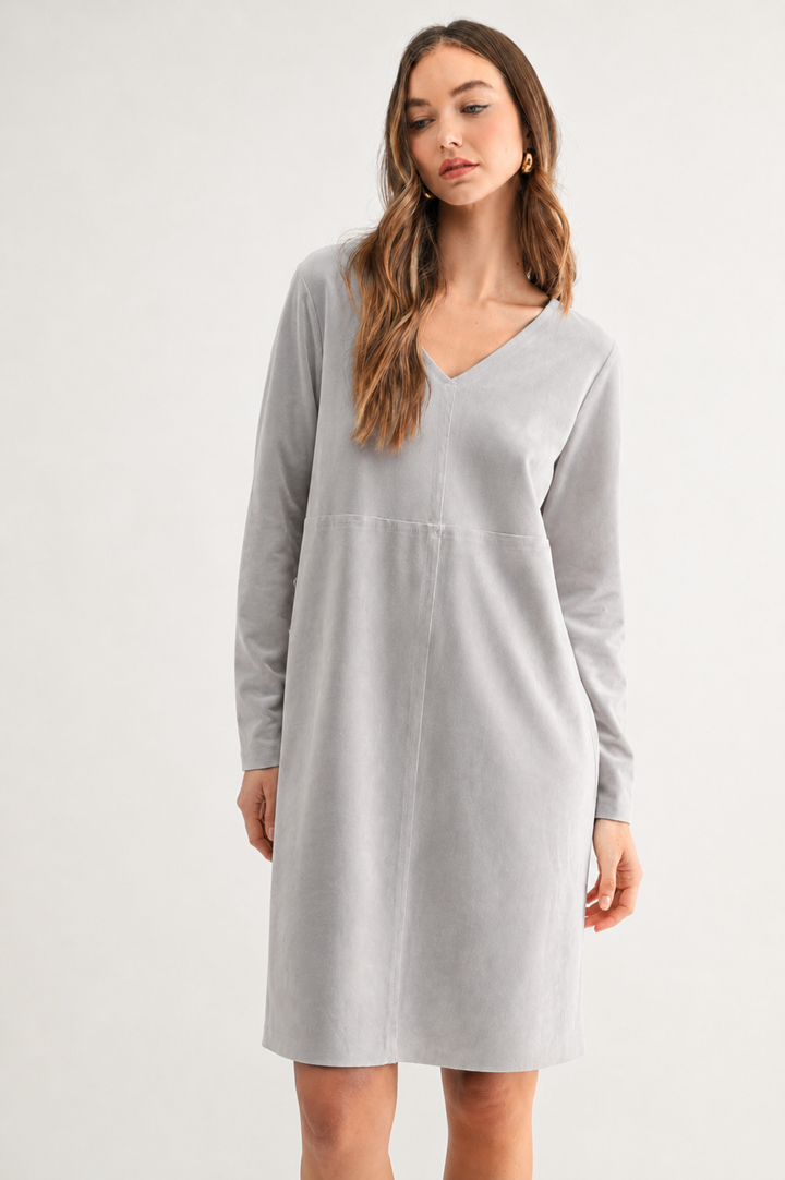 Aurora Suede V Neck with NO Pockets