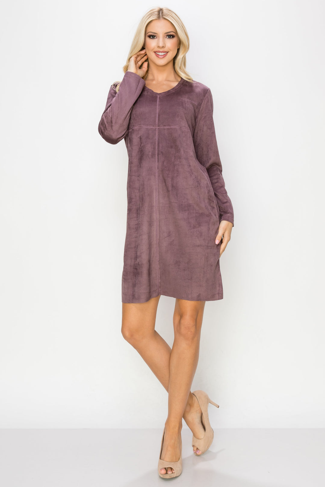 Aurora Suede V Neck with NO Pockets