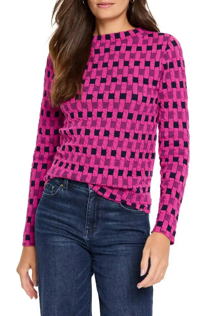 NIC+ZOE Mini Mock Geo Sweater Tee