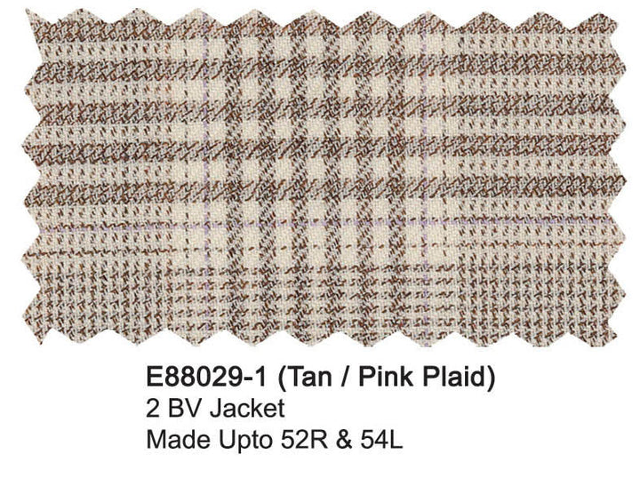 E88029-1-Enzo Wool Jacket-Tan Pink Plaid
