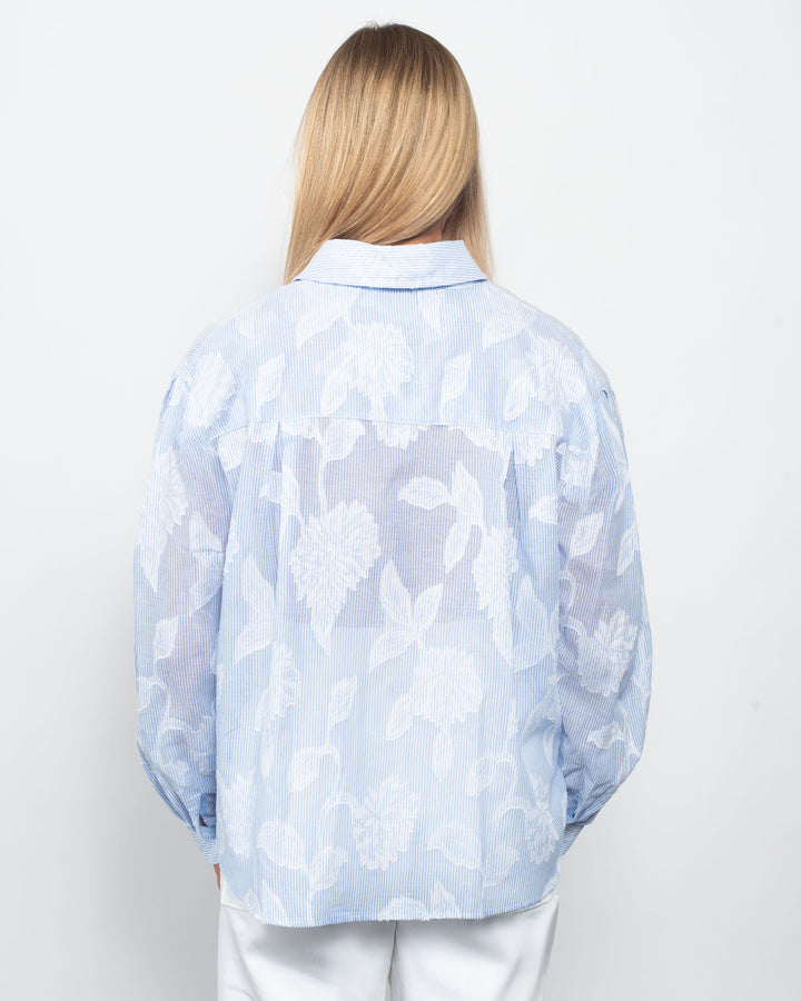 Pinstripe Jacquard Button Shirt