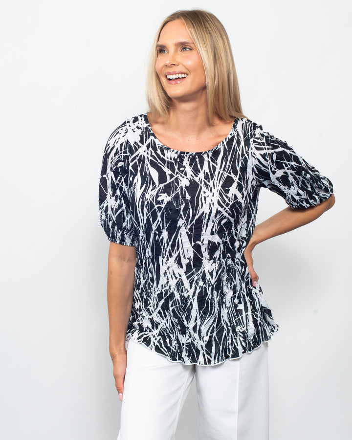 Crinkle Bubble Sleeve Top