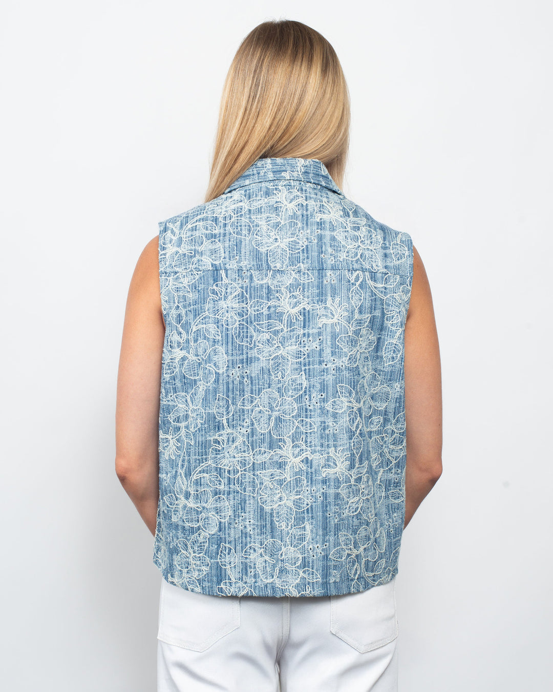 Embroidered Denim Vest