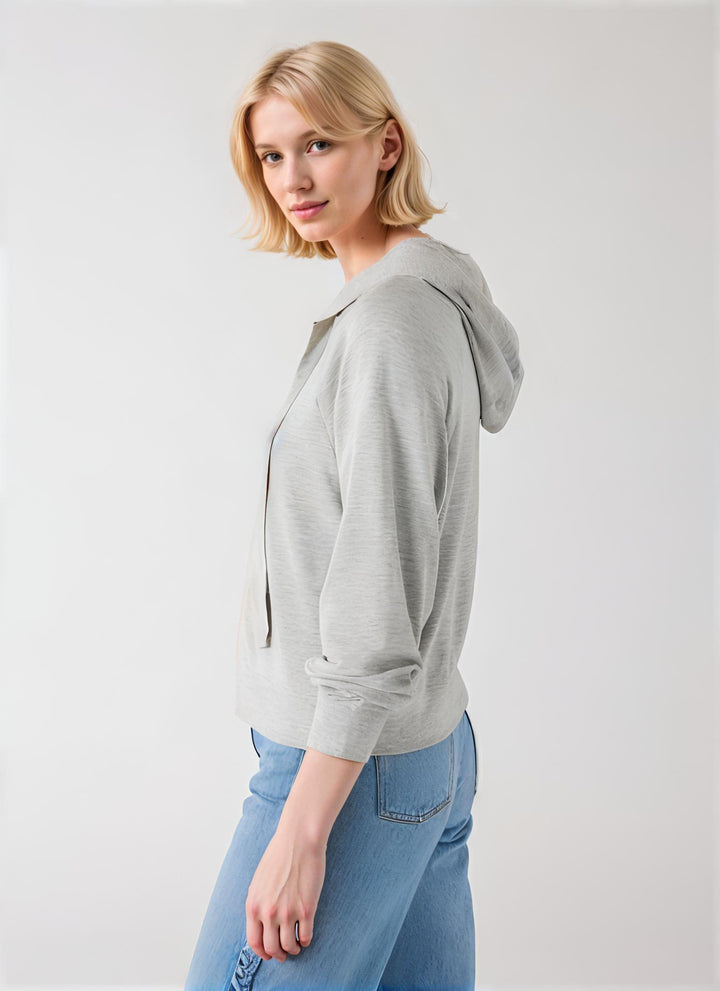French Terry Zip Hoodie - Gris Chine Clair