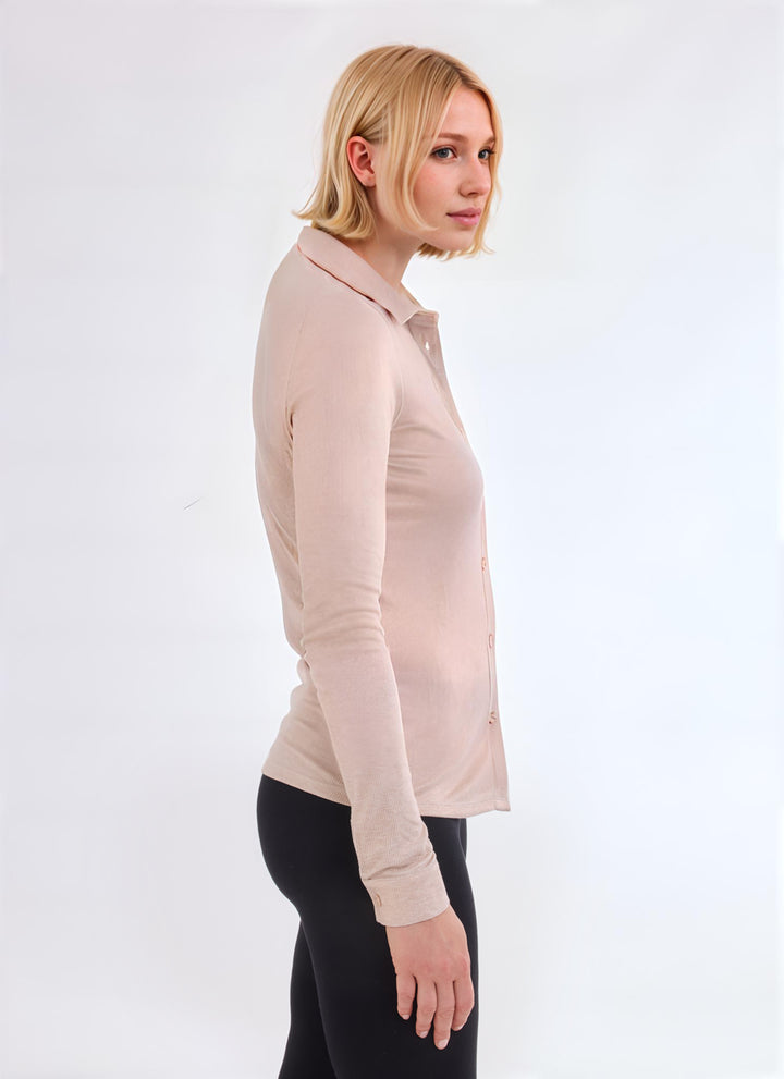 Long Sleeve Button Down Shirt - Ecru Chime
