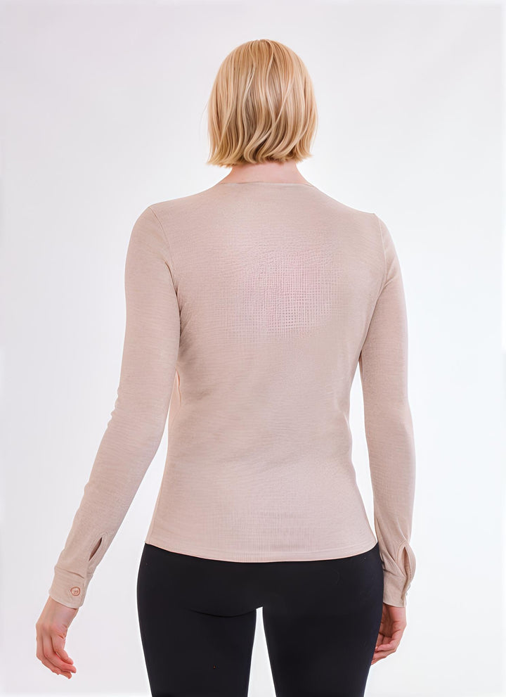 Long Sleeve Button Down Shirt - Ecru Chime