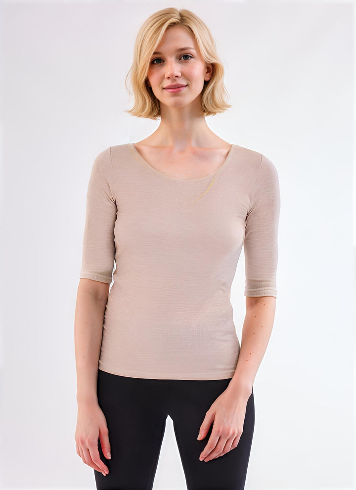 Elbow Sleeve Tee - Ecru Chine
