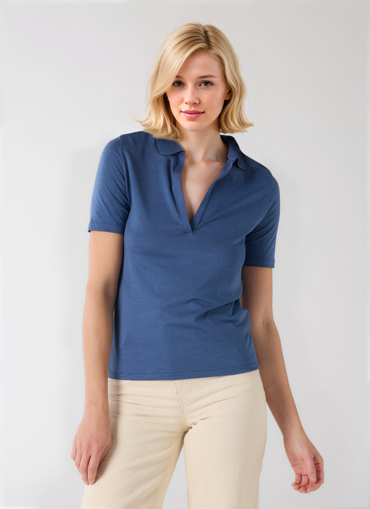 Short Sleeve Polo - Celeste