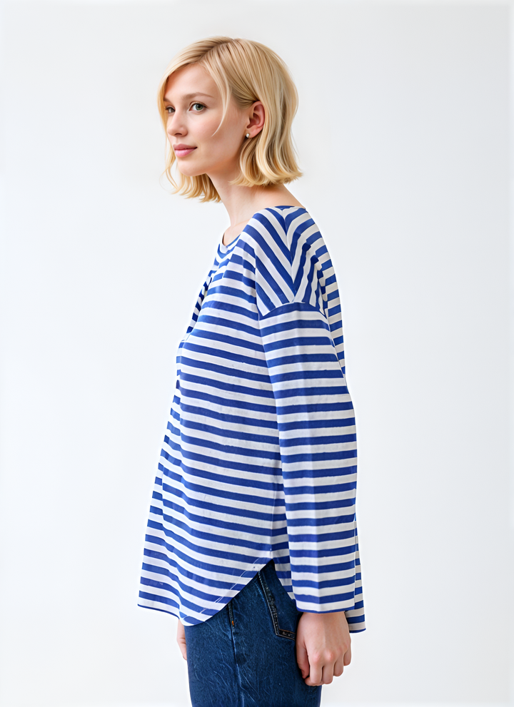 Long Sleeve Stripe Henley Top