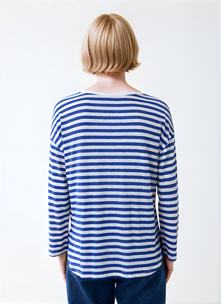 Long Sleeve Stripe Henley Top