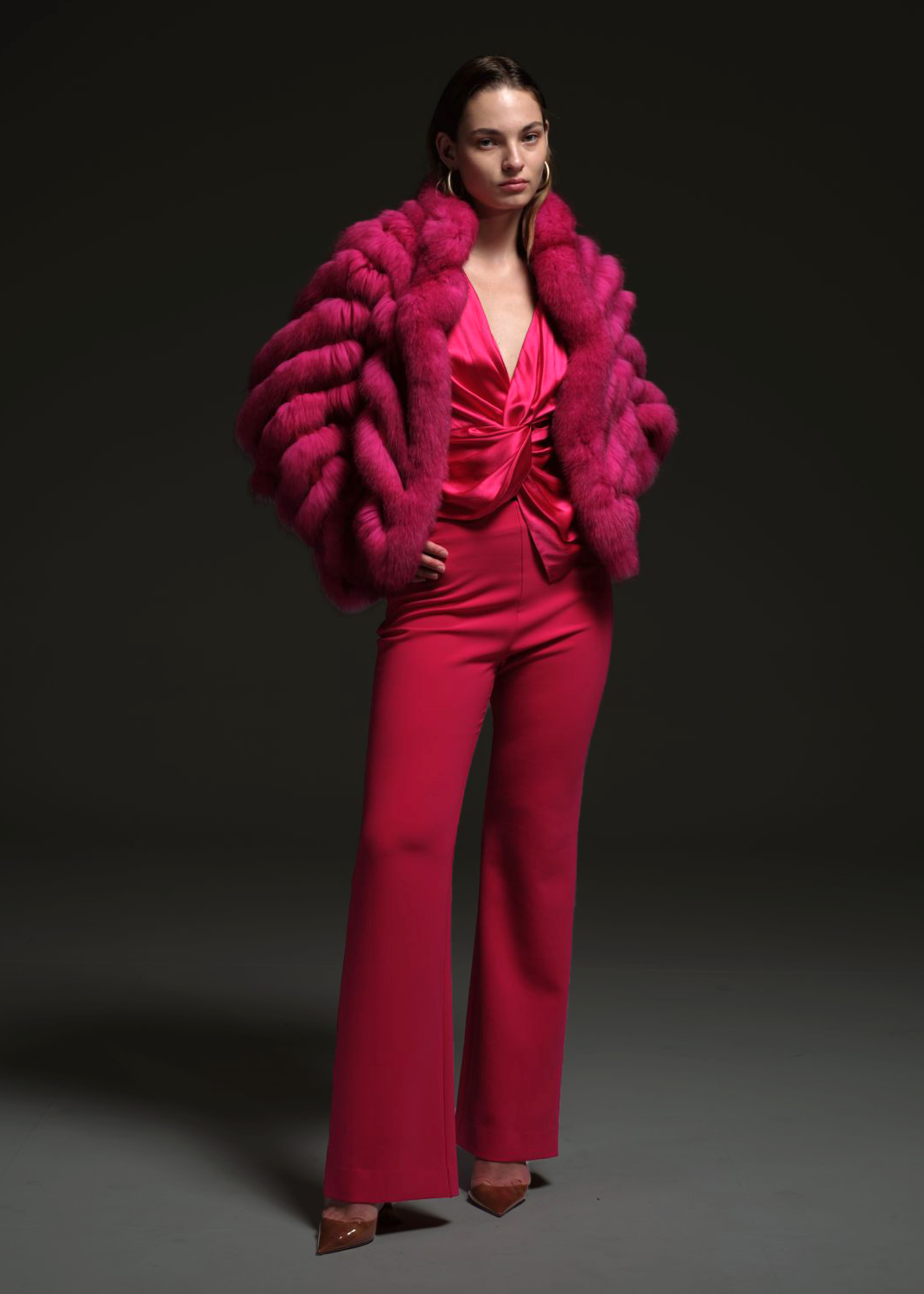 Silk Reversible Double Breasted Bomber In Hot Pink