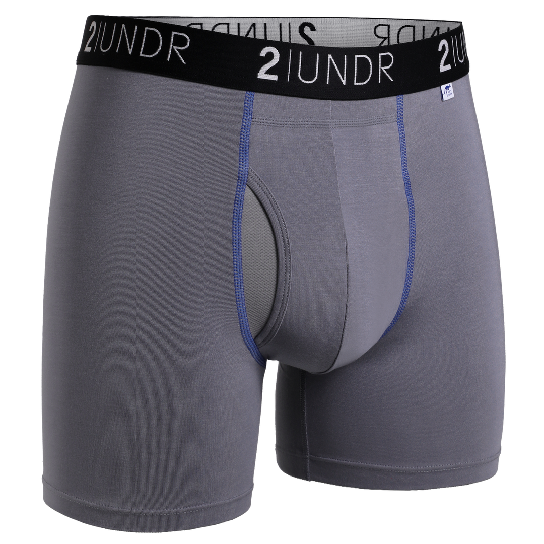 2UNDR Swing Shift Boxer Brief Grey/Blue front