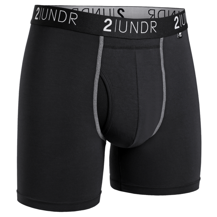 2UNDR Swing Shift 6 inch Boxer Brief in Black/Grey, front view