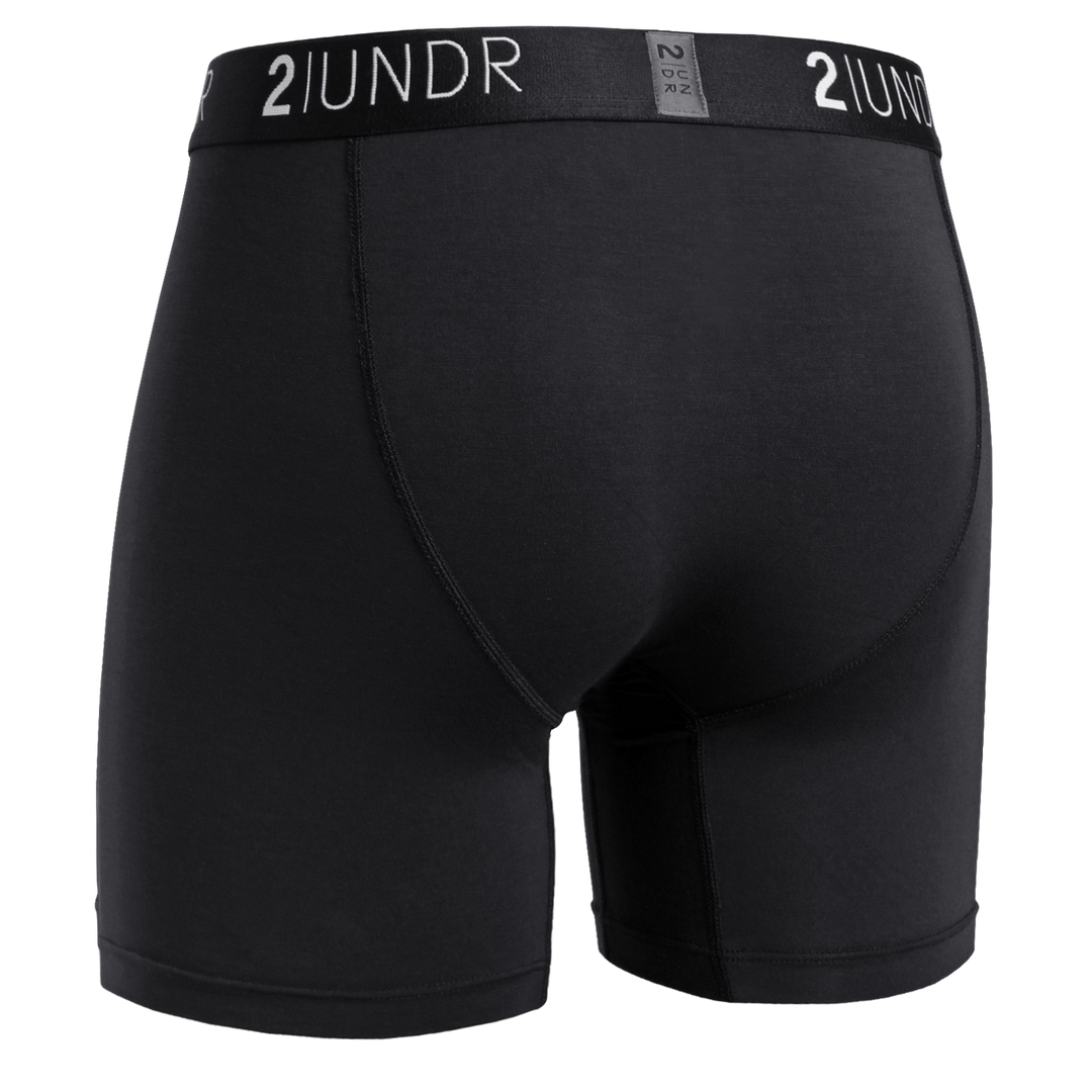 2UNDR Swing Shift 6 inch Boxer Brief in Black/Grey, back view