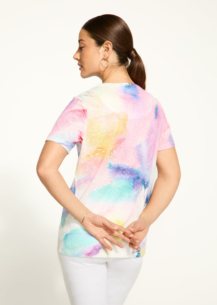 Short Sleeve Round Neck Top - Swell Print