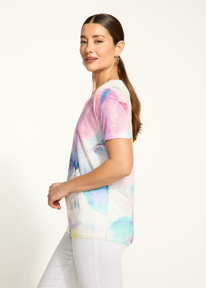 Short Sleeve Round Neck Top - Swell Print