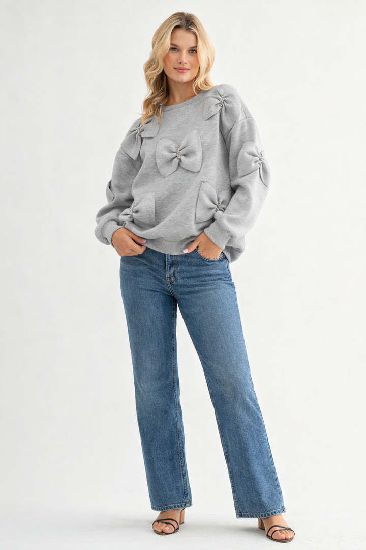 Fiora Stretch French Scuba Ribbon Bow Top