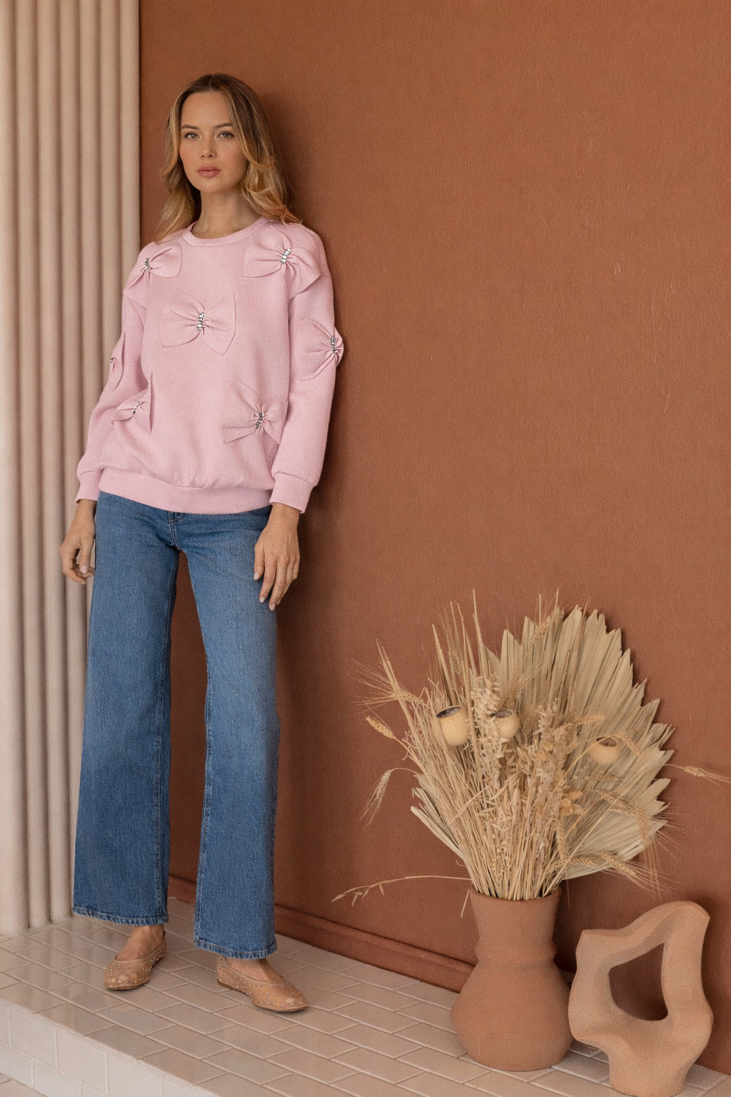 Fiora Stretch French Scuba Ribbon Bow Top