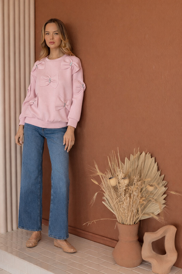 Fiora Stretch French Scuba Ribbon Bow Top