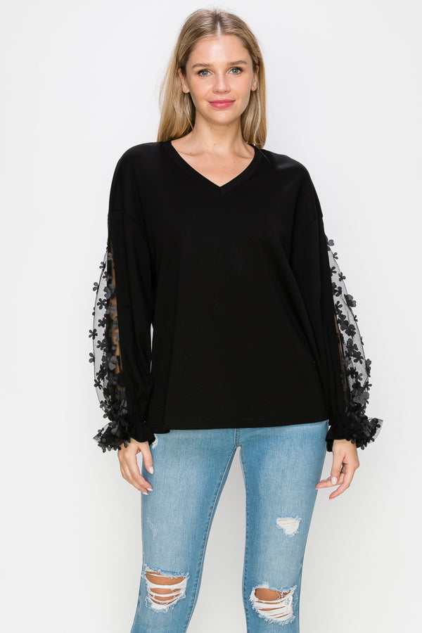 Rainy Stretch Pointe Knit Lace Top