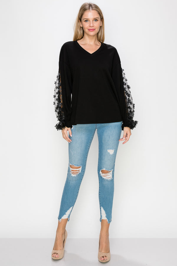 Rainy Stretch Pointe Knit Lace Top