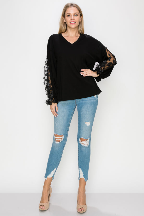 Rainy Stretch Pointe Knit Lace Top