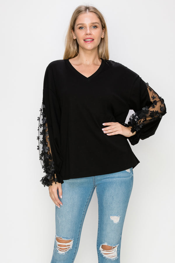 Rainy Stretch Pointe Knit Lace Top