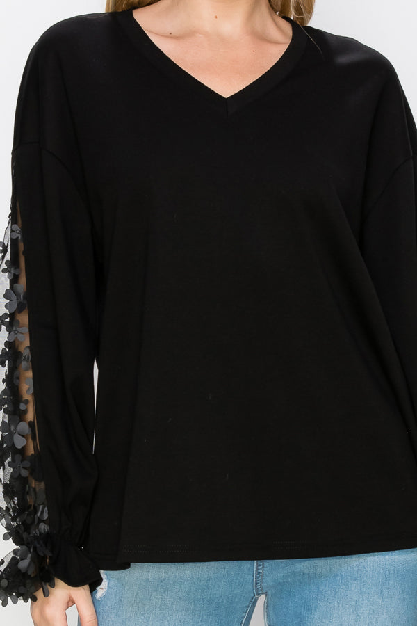 Rainy Stretch Pointe Knit Lace Top