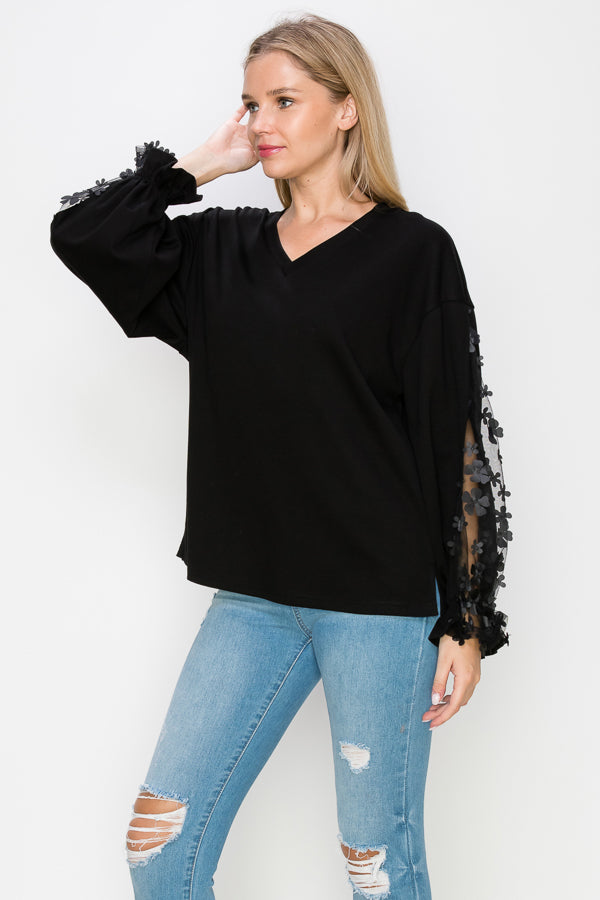 Rainy Stretch Pointe Knit Lace Top