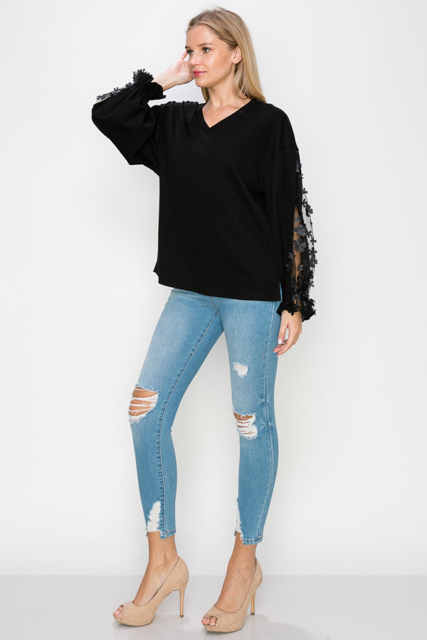Rainy Stretch Pointe Knit Lace Top
