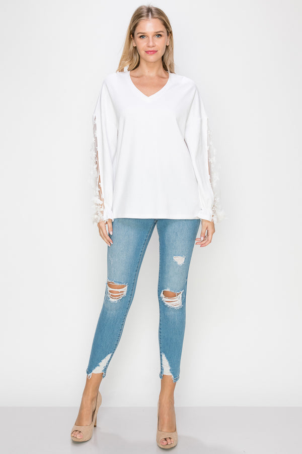 Rainy Stretch Pointe Knit Lace Top