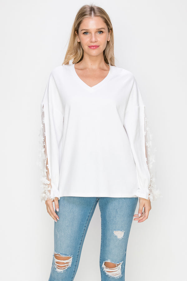 Rainy Stretch Pointe Knit Lace Top