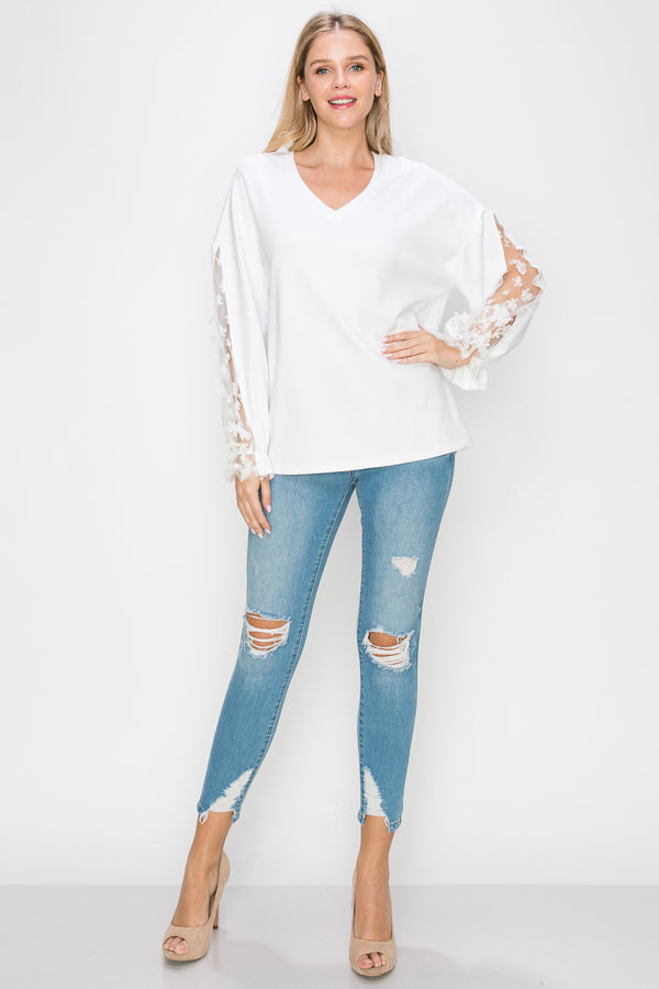 Rainy Stretch Pointe Knit Lace Top