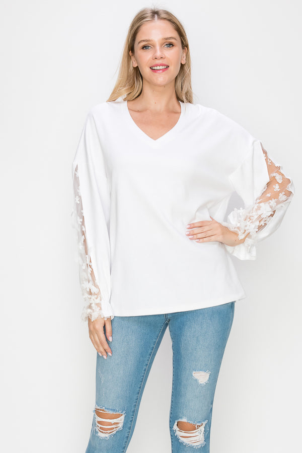 Rainy Stretch Pointe Knit Lace Top