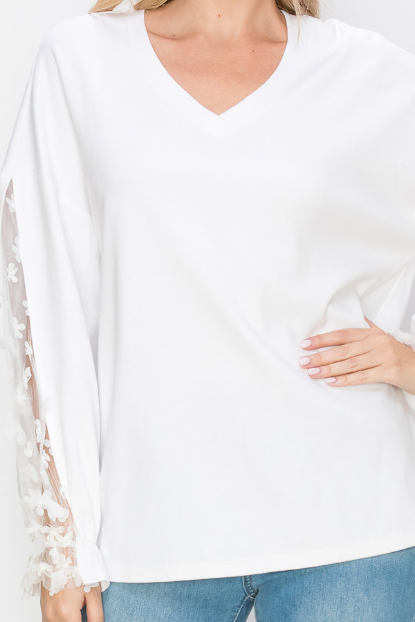 Rainy Stretch Pointe Knit Lace Top