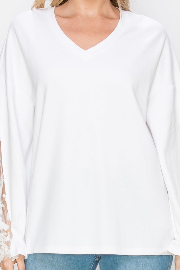 Rainy Stretch Pointe Knit Lace Top