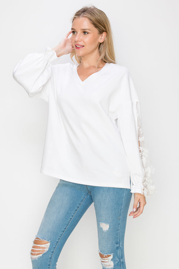 Rainy Stretch Pointe Knit Lace Top