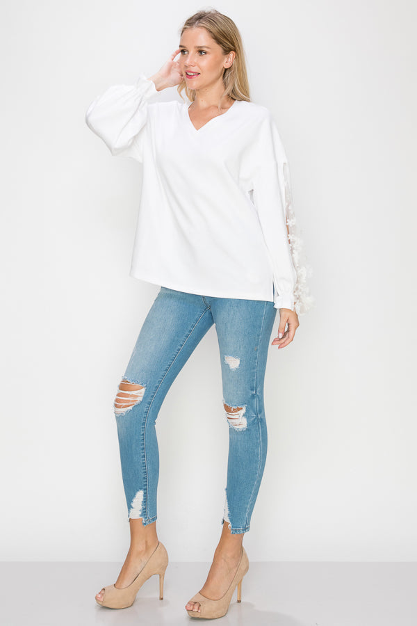 Rainy Stretch Pointe Knit Lace Top