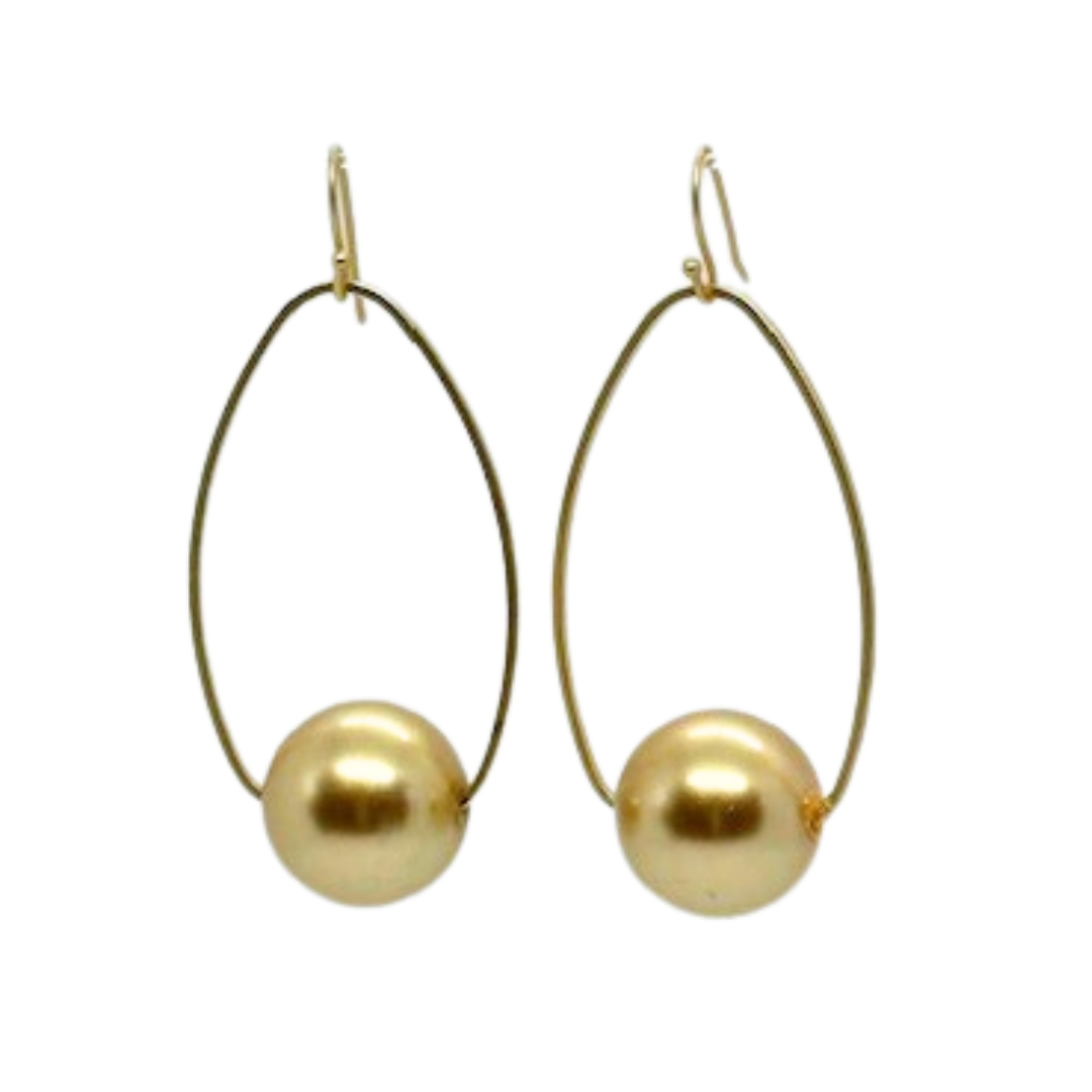 Champagne Bubble Pearls Inset On Matte Gold Frames