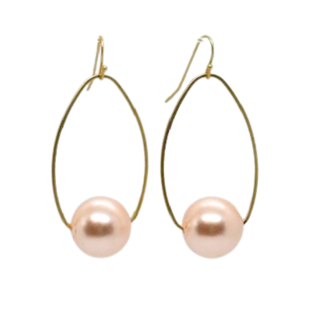 Pink Bubble Pearls Inset On Matte Gold Frames