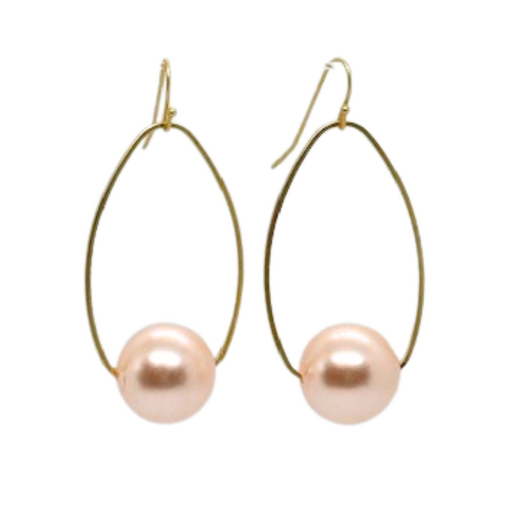 Pink Bubble Pearls Inset On Matte Gold Frames