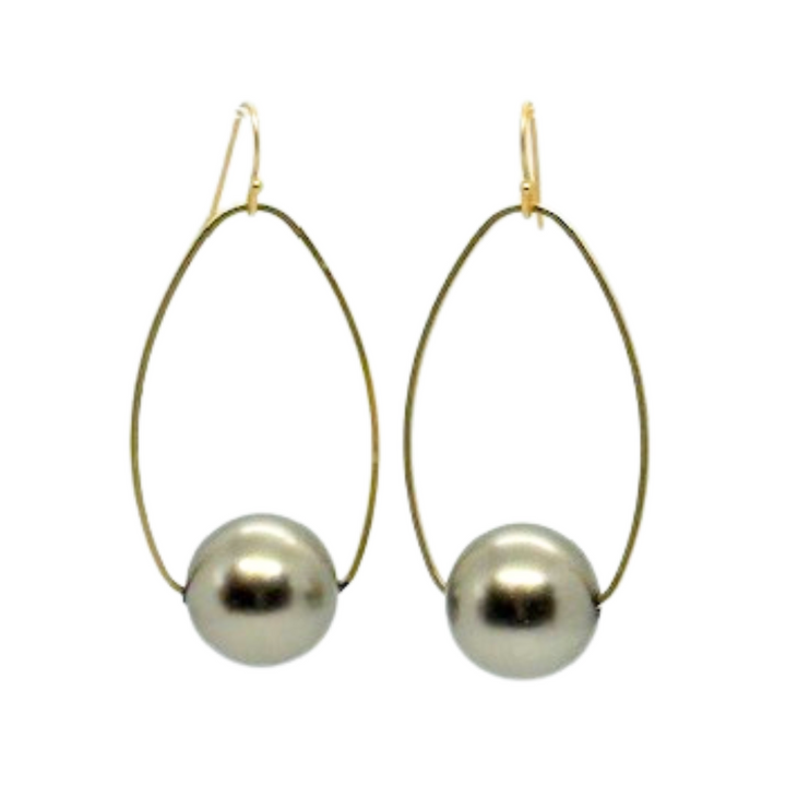 Taupe Bubble Pearls Inset On Matte Gold Frames