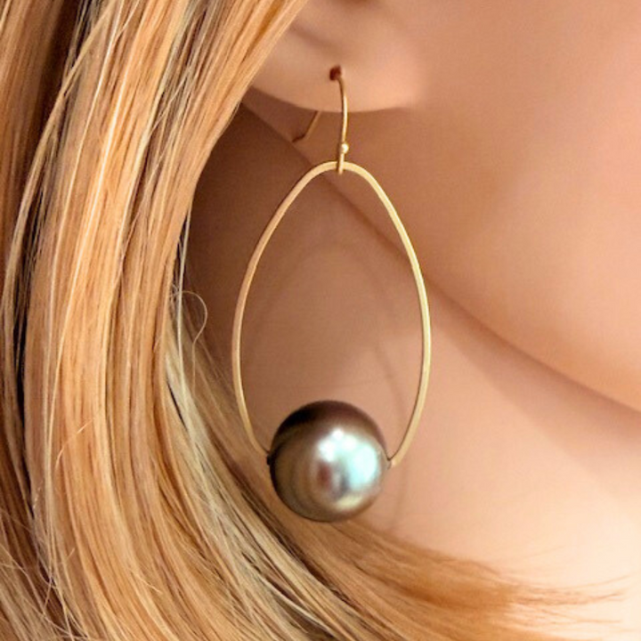 Taupe Bubble Pearls Inset On Matte Gold Frames